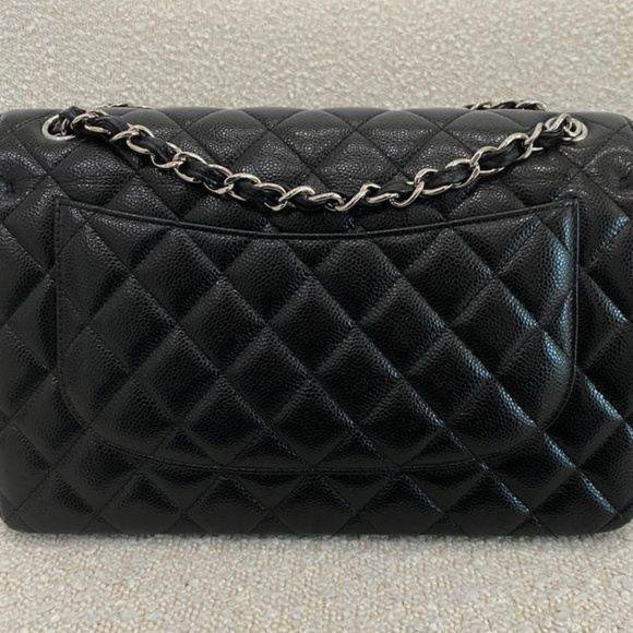 Authentic Chanel Classic Flap Jumbo Black Caviar Silver Hardware - Picture 14 of 16